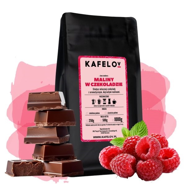 Aromatyczna kawa o smaku malin w czekoladzie - produkt z oferty Kafelov